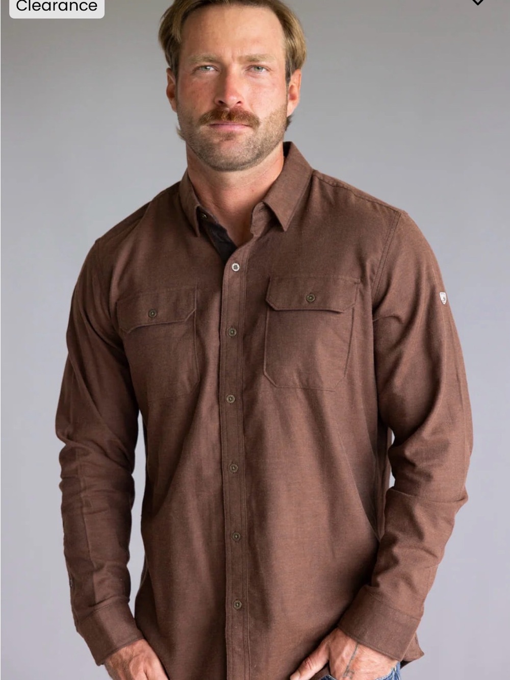 KÜHL Mens XL Brown Technical Hiking Shirt Long Sleeve Button Up Outdoor Travel